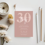 Minimalistisch Modern Pink 30. Geburtstag Party Einladung<br><div class="desc">Diese minimalistische Typografie aus dem 30. Jubiläum-Party Einladung ist perfekt für eine moderne Geburtstagsparty. Das einfache Design zeichnet sich durch klassischen weißen Text auf rosa Hintergrund aus. Anpassbar in jeder Farbe. Behalt das Design minimal und elegant, wie es ist, oder personalisiere es durch Hinzufügen von eigenen Grafiken und Kunstwerken. Für...</div>