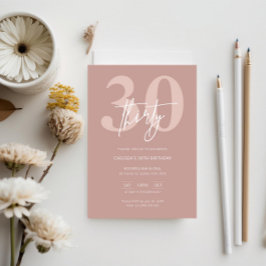 Minimalistisch Modern Pink 30. Geburtstag Party Einladung