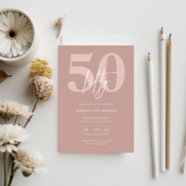 Minimalistisch Modern Pink 50. Geburtstagsparty Einladung