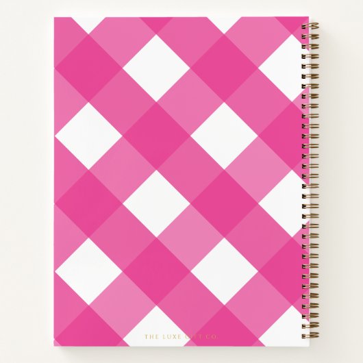 Minimalistisch Modern Pink Gingham Verlobung Rezep Notizblock (Rückseite)