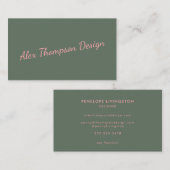 Minimalistisch-Modern-Pink-grüne Schriftzeichen Visitenkarte (Vorne/Hinten)