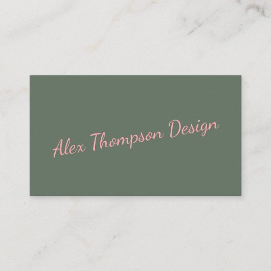Minimalistisch-Modern-Pink-grüne Schriftzeichen Visitenkarte (Vorderseite)