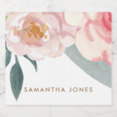 Minimalistisch Modern Pink Peonie Floral Schaumweinetikett (Einzelnes Label)