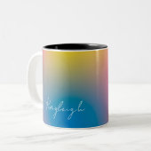 Minimalistisch Modern Rainbow Ombre w/Individuelle Zweifarbige Tasse (Vorderseite Links)