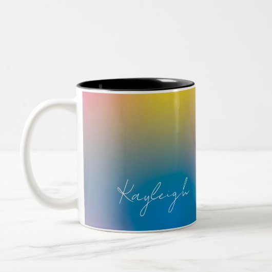 Minimalistisch Modern Rainbow Ombre w/Individuelle Zweifarbige Tasse (Links)