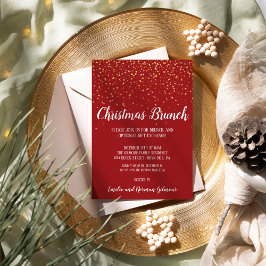 Minimalistisch Modern Red Christmas Brunch Gold Folieneinladung