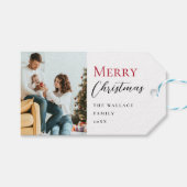 Minimalistisch Modern Red Frohe Weihnachtsskriptkl Geschenkanhänger (Vorderseite (Horizontal))