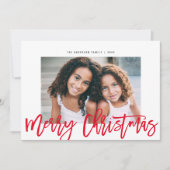 Minimalistisch Modern Red Script Frohe Weihnachten (Vorderseite)