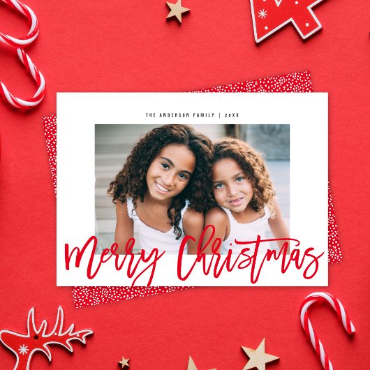 Minimalistisch Modern Red Script Frohe Weihnachten