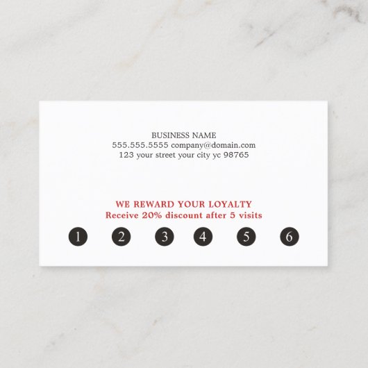 Minimalistisch Modern Red White Beauty Loyalität Treuekarte (Rückseite)