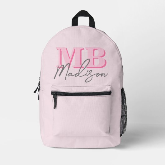 Minimalistisch Modern rosa Anfangsmonogramm Bedruckter Rucksack (Vorderseite)