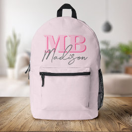 Minimalistisch Modern rosa Anfangsmonogramm Bedruckter Rucksack