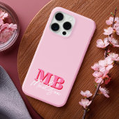 Minimalistisch Modern rosa Anfangsmonogramm Case-Mate iPhone Hülle