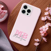 Minimalistisch Modern rosa Anfangsmonogramm Case-Mate iPhone Hülle