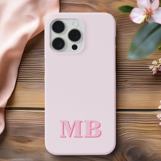 Minimalistisch Modern rosa Anfangsmonogramm Case-Mate iPhone Hülle