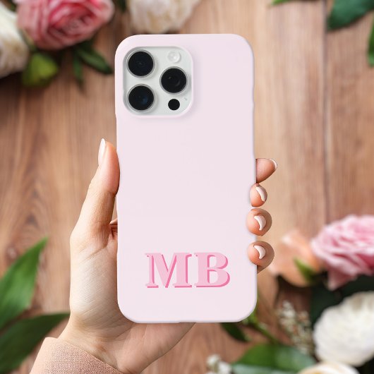 Minimalistisch Modern rosa Anfangsmonogramm Case-Mate iPhone Hülle