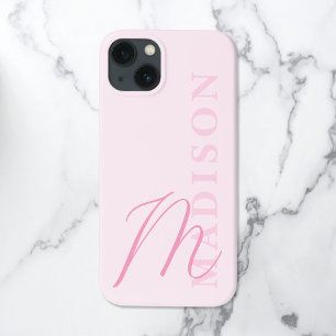 Minimalistisch Modern rosa Anfangsmonogramm Case-Mate iPhone Hülle