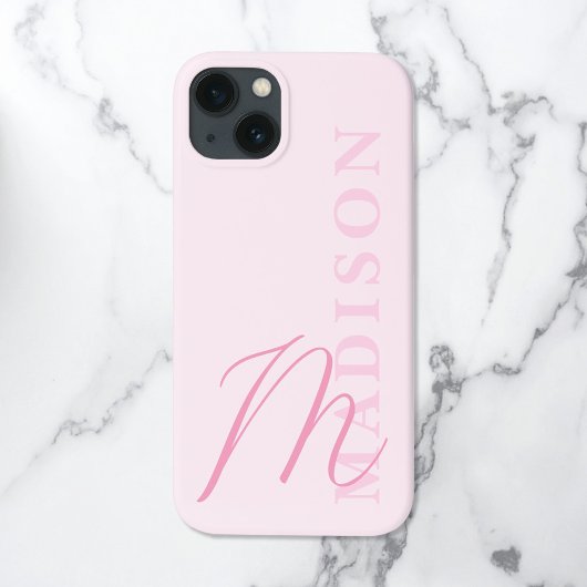 Minimalistisch Modern rosa Anfangsmonogramm Case-Mate iPhone Hülle