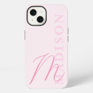 Minimalistisch Modern rosa Anfangsmonogramm iPhone 13 Hülle