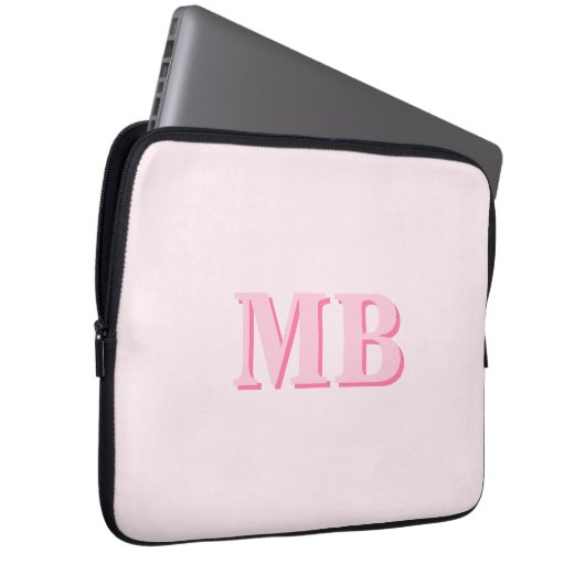 Minimalistisch Modern rosa Anfangsmonogramm Laptopschutzhülle (Vorne Rechts)