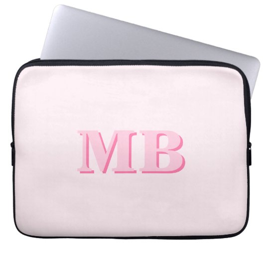 Minimalistisch Modern rosa Anfangsmonogramm Laptopschutzhülle (Vorderseite)