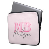 Minimalistisch Modern rosa Anfangsmonogramm Laptopschutzhülle (Vorderseite Links)