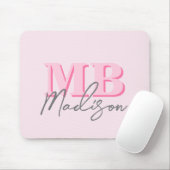 Minimalistisch Modern rosa Anfangsmonogramm Mousepad (Mit Mouse)