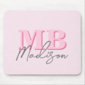 Minimalistisch Modern rosa Anfangsmonogramm Mousepad (Vorne)