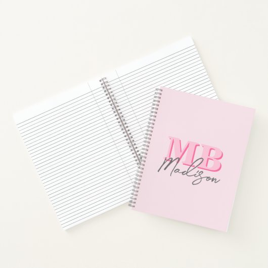 Minimalistisch Modern rosa Anfangsmonogramm Notizblock (Innenseite)
