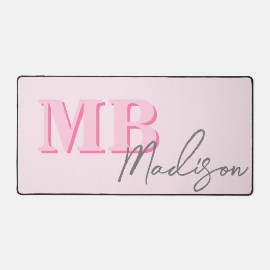 Minimalistisch Modern rosa Anfangsmonogramm Schreibtischunterlage (Vorderseite)