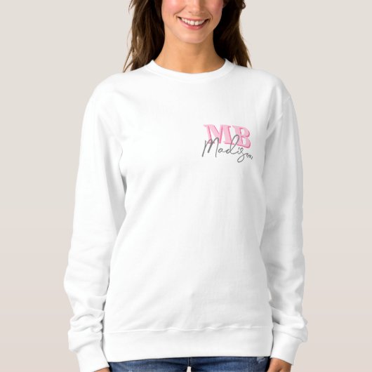 Minimalistisch Modern rosa Anfangsmonogramm Sweatshirt (Vorderseite)