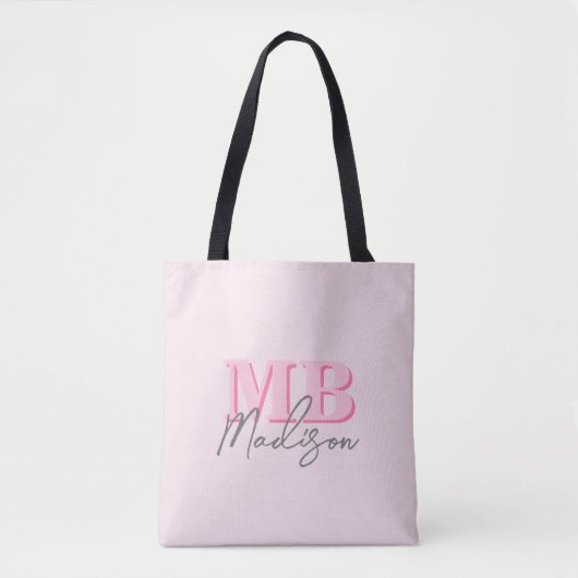 Minimalistisch Modern rosa Anfangsmonogramm Tasche (Vorderseite)