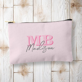 Minimalistisch Modern rosa Anfangsmonogramm Zubehörtasche