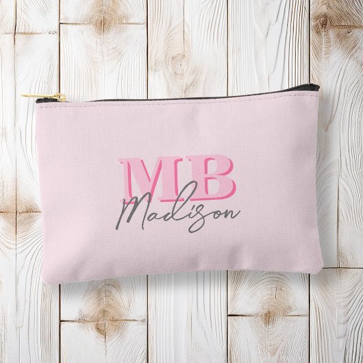 Minimalistisch Modern rosa Anfangsmonogramm Zubehörtasche