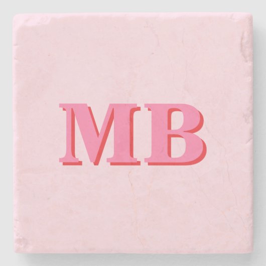 Minimalistisch Modern rosa Erstmonogramm Steinuntersetzer (Vorderseite)