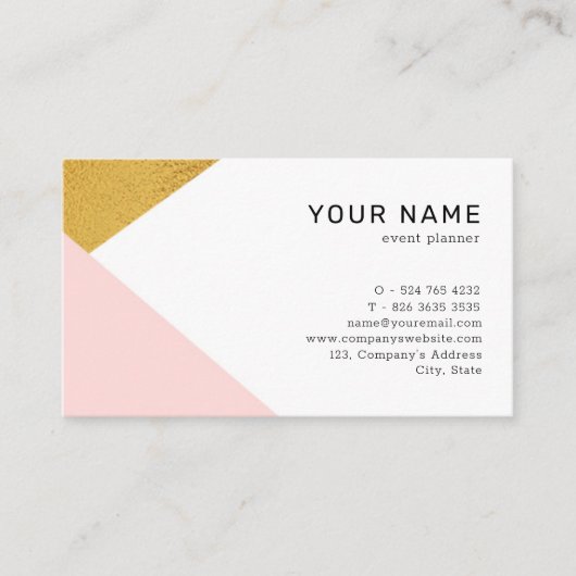 Minimalistisch-modern rosa und goldgelb geometrisc visitenkarte (Vorderseite)