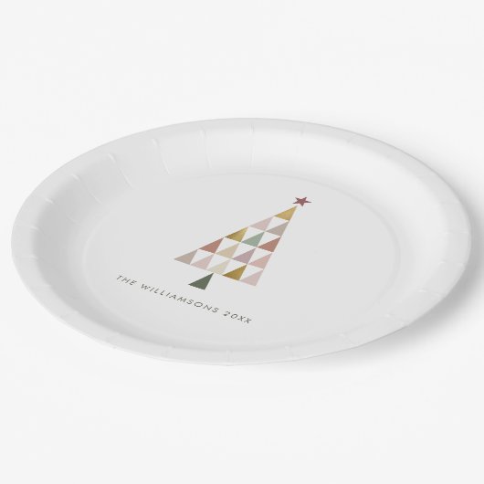 Minimalistisch Modern Scandi Einfaches Weihnachtsb Pappteller (Schrägansicht)