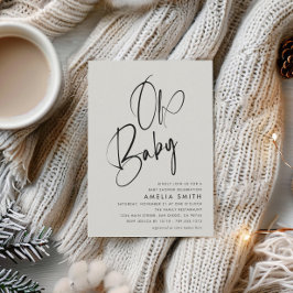 Minimalistisch modern Schwarz-weiß Oh Baby Einladung