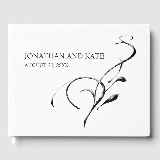 Minimalistisch & modern, Schwarz/Weiß-Swirt Gästebuch (Vorderseite)