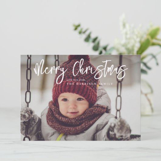 Minimalistisch Modern Scrip Frohe Weihnachten Foto (Stehend Vorderseite)