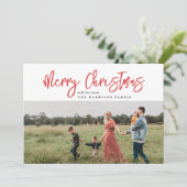 Minimalistisch Modern Script Red Frohe Weihnachten (Stehend Vorderseite)