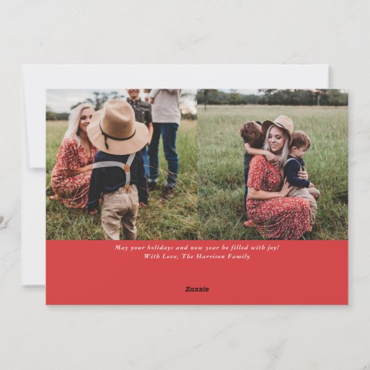 Minimalistisch Modern Script Red Frohe Weihnachten (Rückseite)