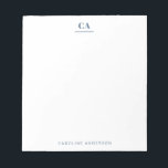 Minimalistisch Modern Simple Blue Monogram Persona Notizblock<br><div class="desc">Personalisiertes Notizblock mit beruflicher,  minimalistischer moderner Ästhetik in blau.</div>