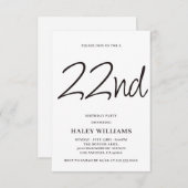 Minimalistisch Modern Simple Calligraphy 22. Gebur Einladung (Vorne/Hinten)