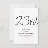 Minimalistisch Modern Simple Calligraphy 23. Gebur Einladung (Vorderseite)