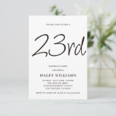 Minimalistisch Modern Simple Calligraphy 23. Gebur Einladung (Stehend Vorderseite)