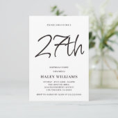 Minimalistisch Modern Simple Calligraphy 27. Gebur Einladung (Stehend Vorderseite)