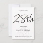 Minimalistisch Modern Simple Calligraphy 28. Gebur Einladung (Vorderseite)