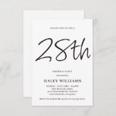 Minimalistisch Modern Simple Calligraphy 28. Gebur Einladung (Vorne/Hinten)