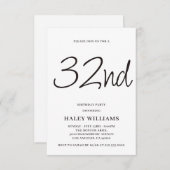 Minimalistisch Modern Simple Calligraphy 32. Gebur Einladung (Vorne/Hinten)